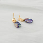 10-15mm Purple Baroque Fresh Water Pearl Earrings