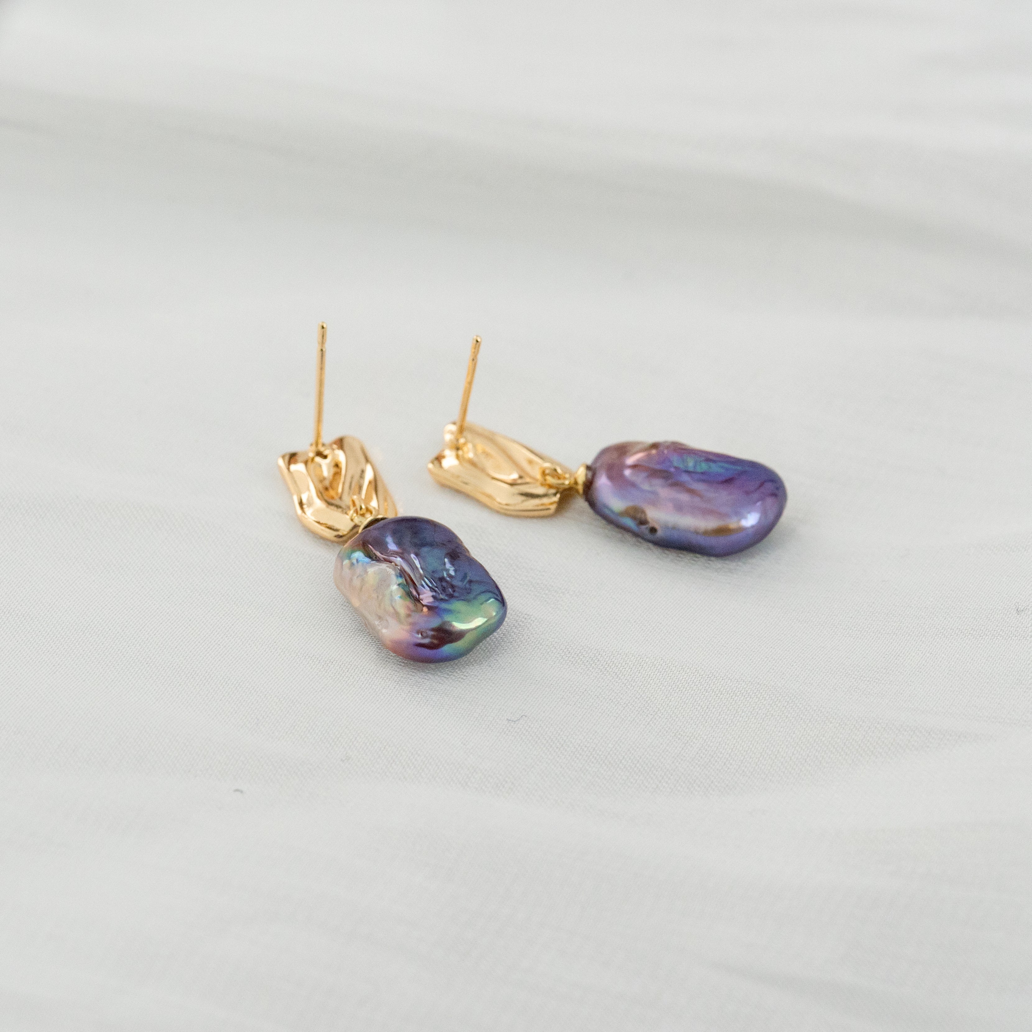 10-15mm Purple Baroque Fresh Water Pearl Earrings