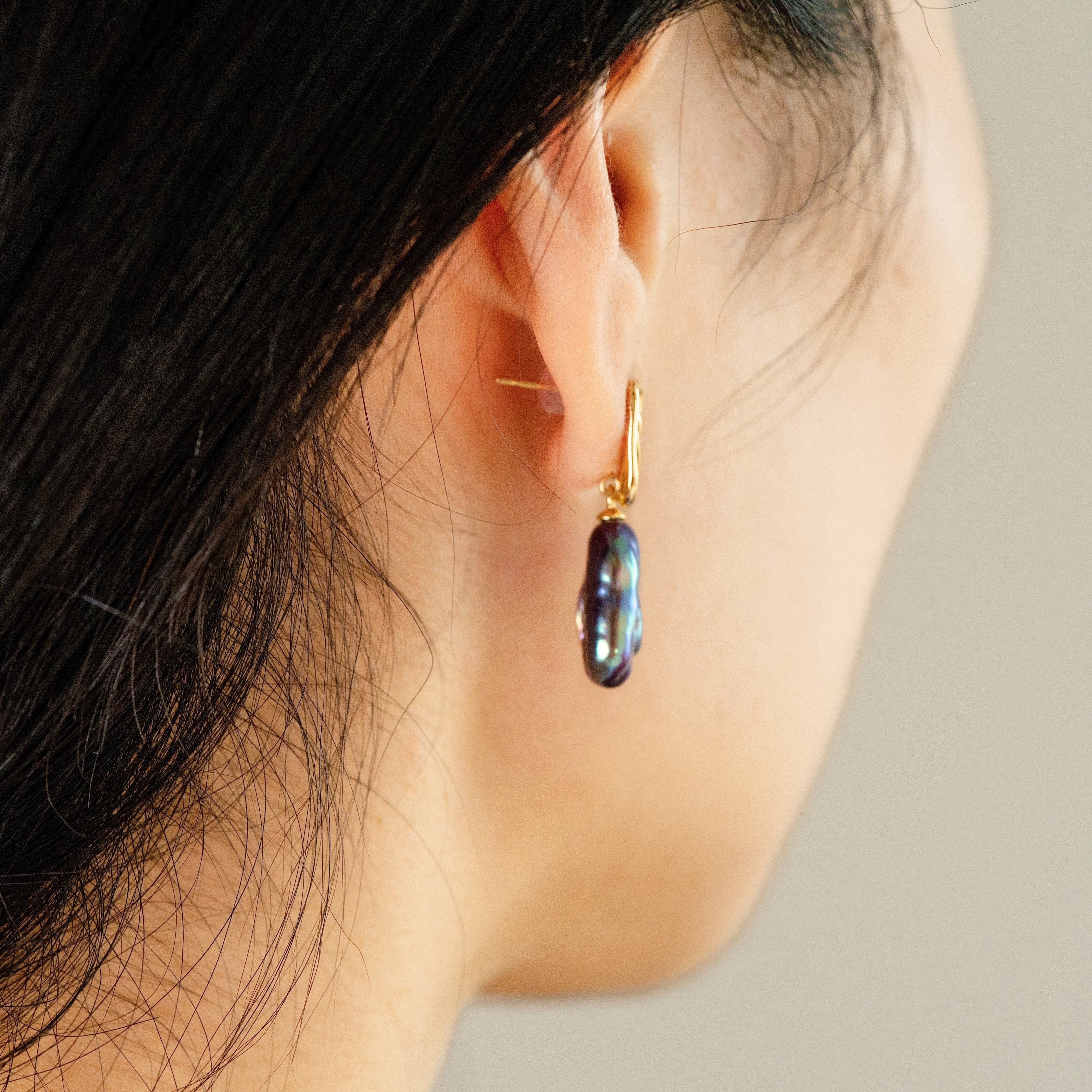 10-15mm Purple Baroque Fresh Water Pearl Earrings