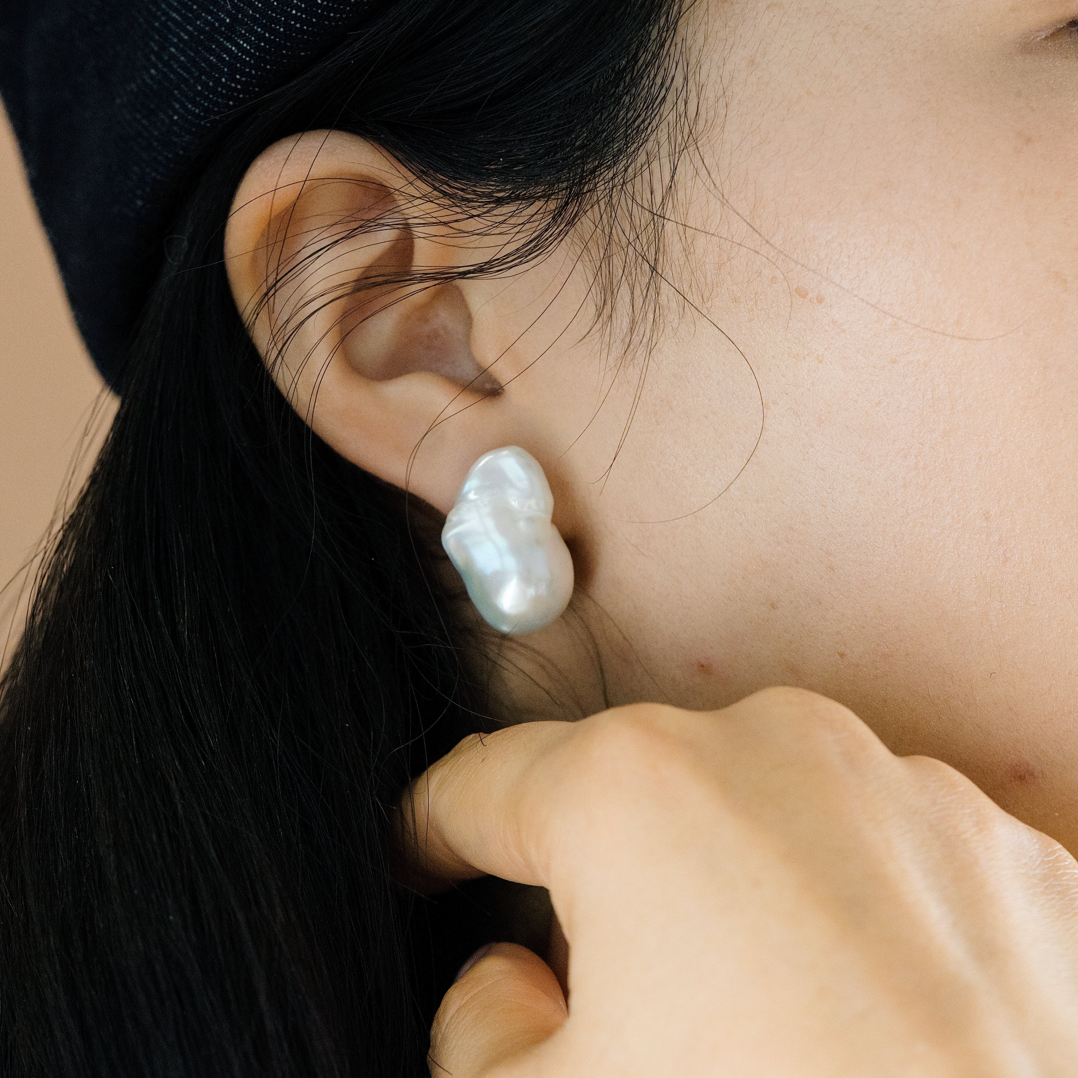 20-25mm White Baroque Fresh Water Pearl Earrings