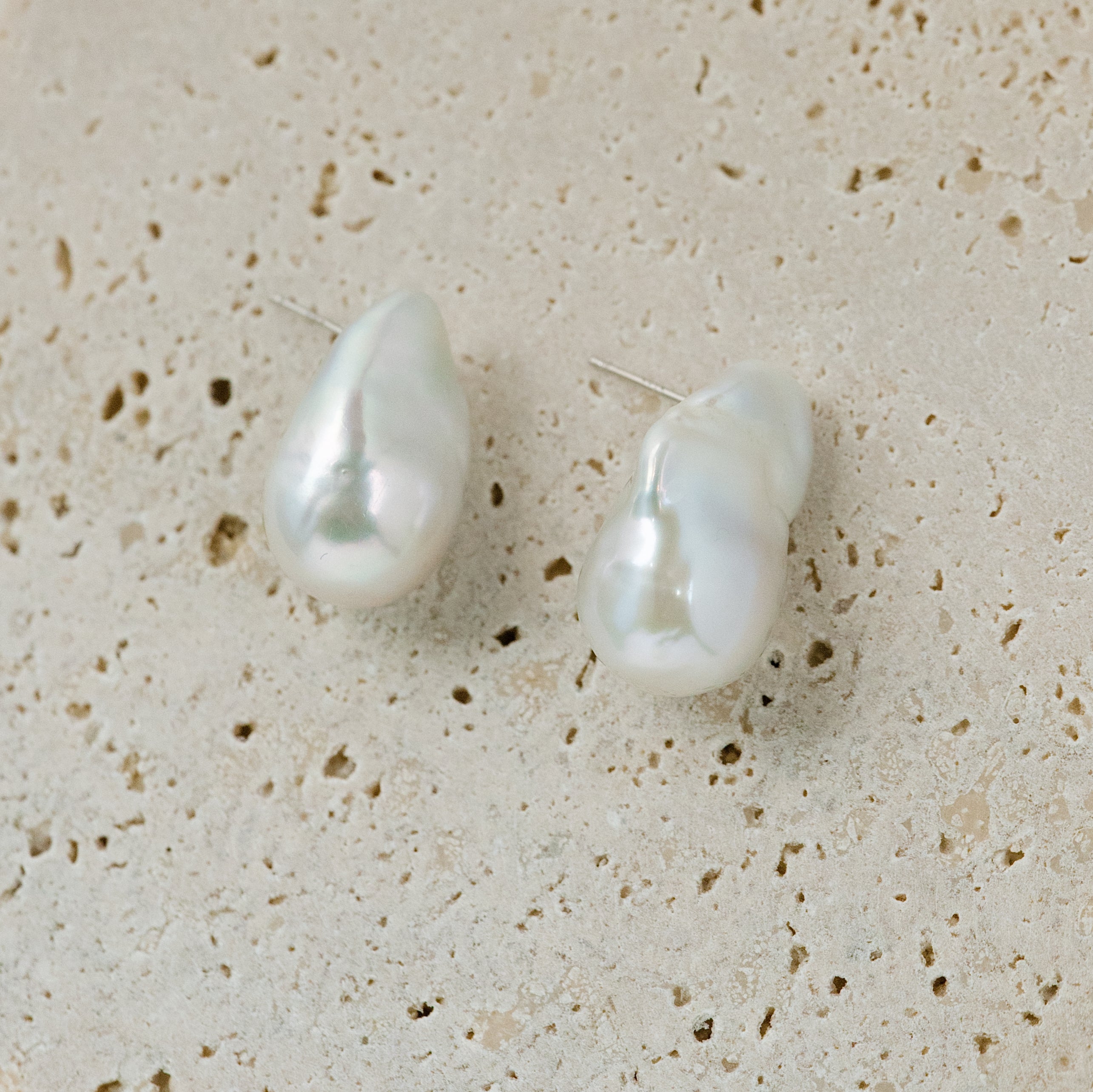 20-25mm White Baroque Fresh Water Pearl Earrings