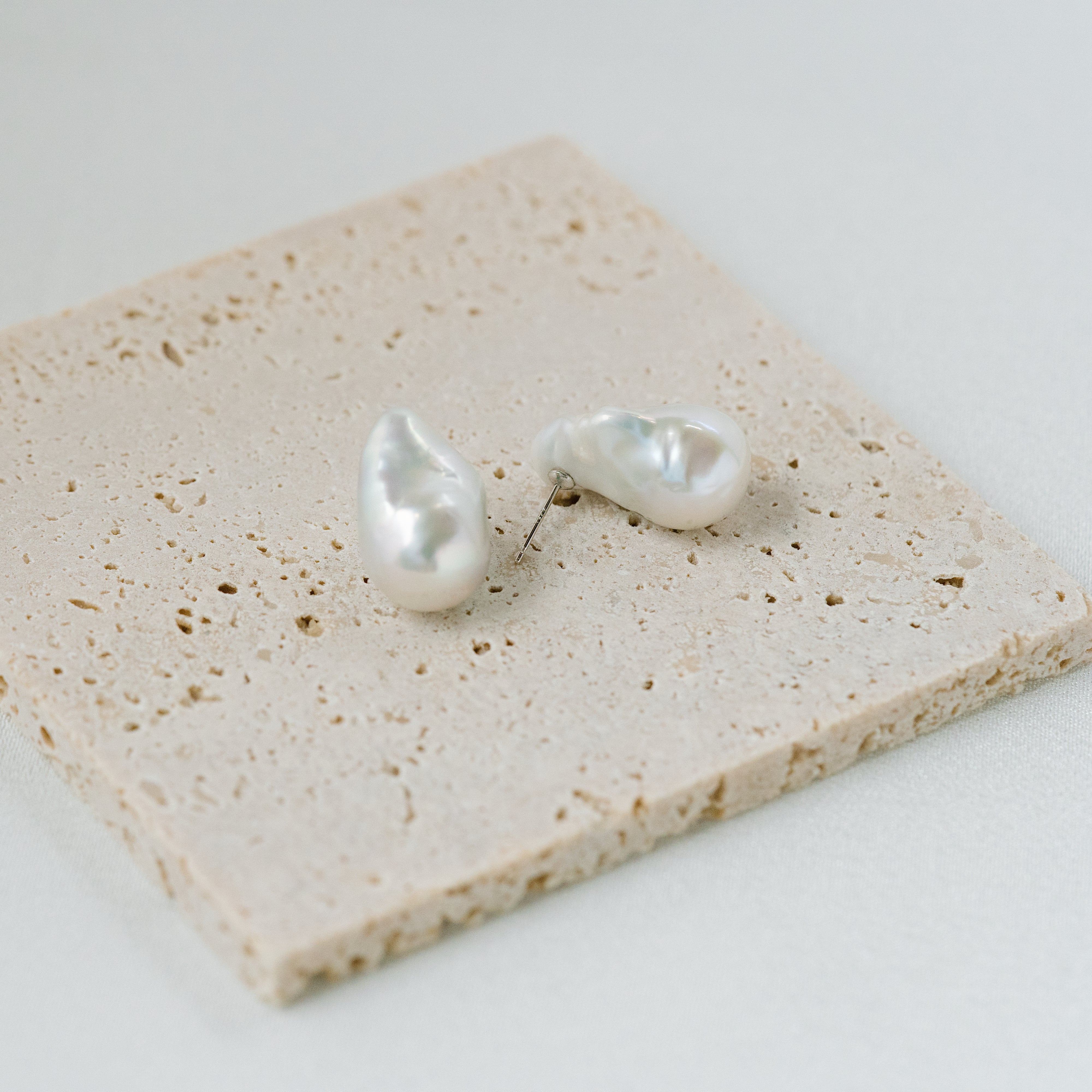 20-25mm White Baroque Fresh Water Pearl Earrings