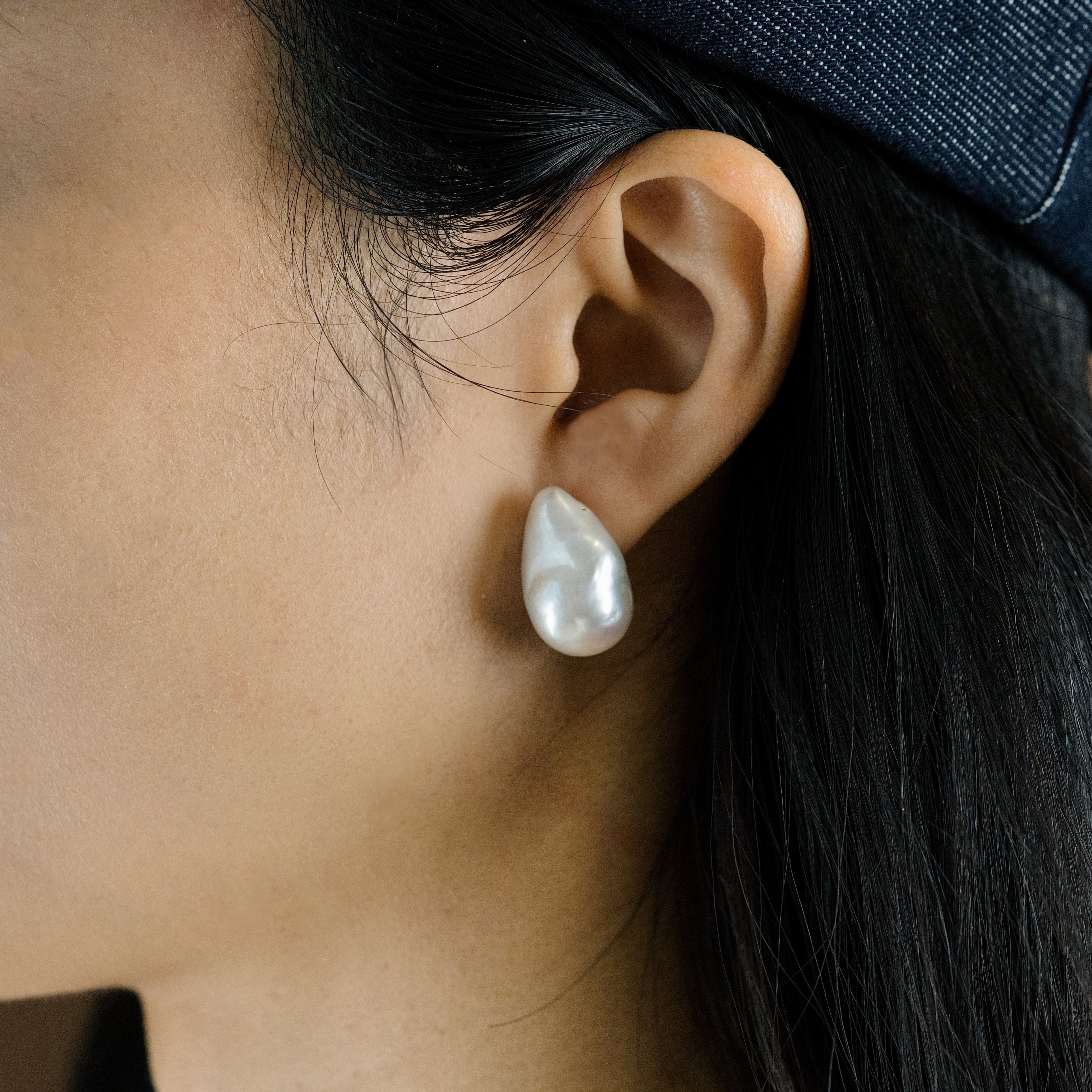 20-25mm White Baroque Fresh Water Pearl Earrings