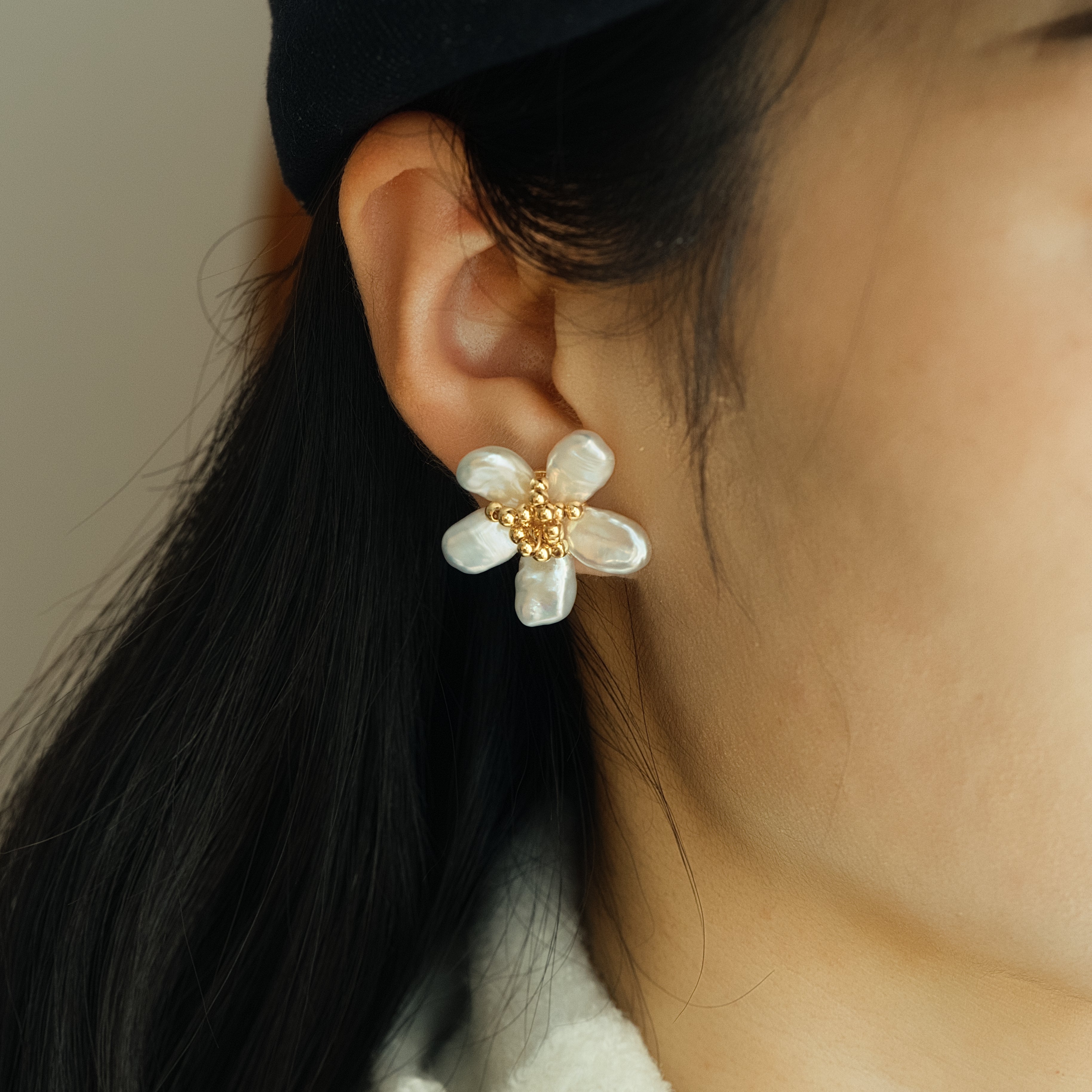 23mm White Baroque Fresh Water Pearl Earrings