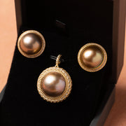 14mm Black Tahitian South Sea Earrings and Pendant Set