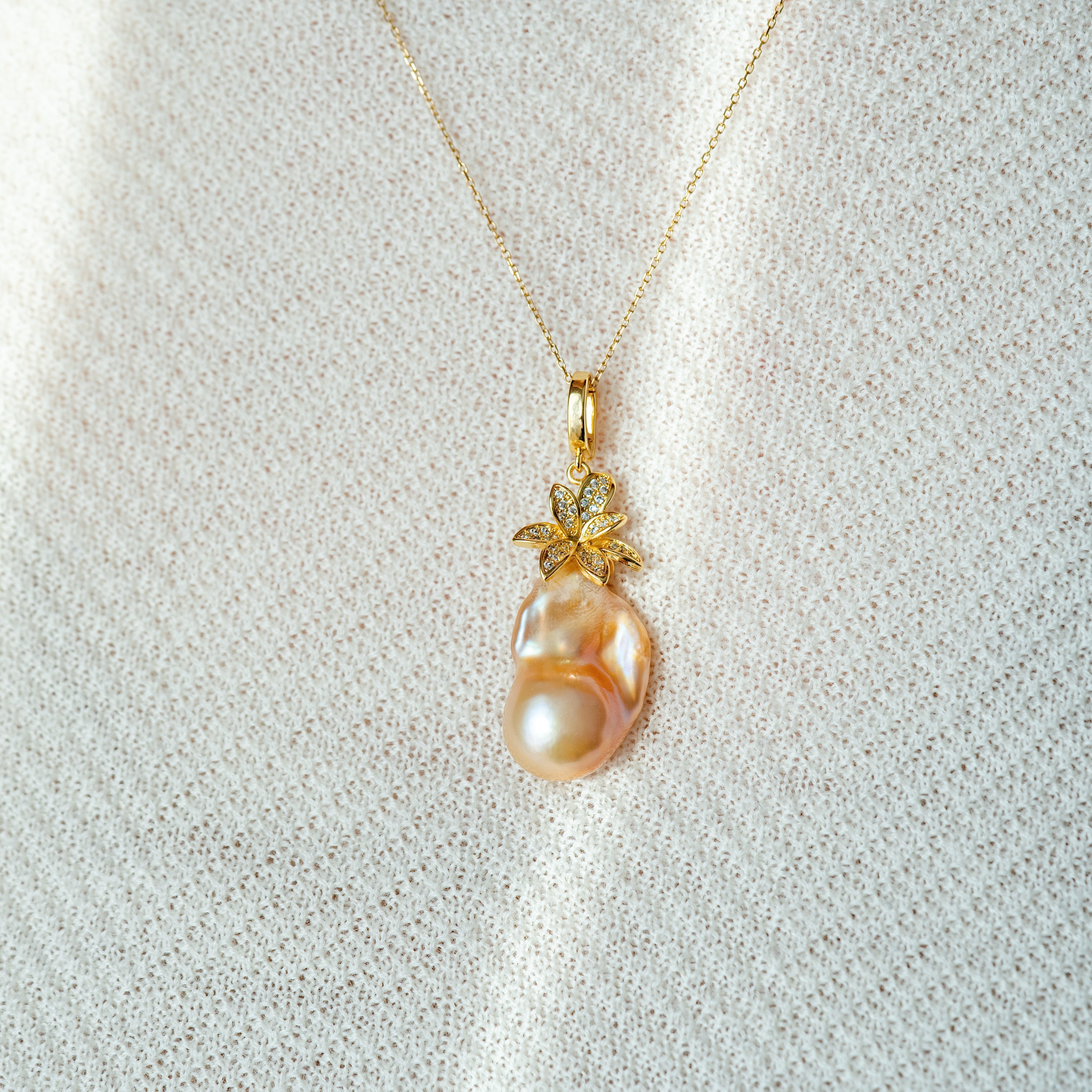 25-30mm Champagne Baroque Fresh Water Pearl  Pendant