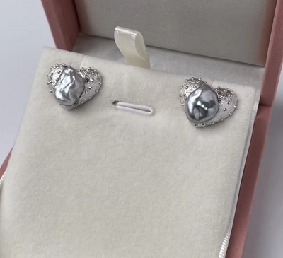 7-11mm Platinum Silver White South Sea Keshi Earring