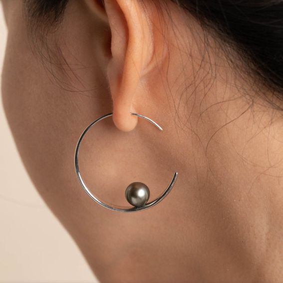 Vespera_Nocturne Geometry Pearl Earrings