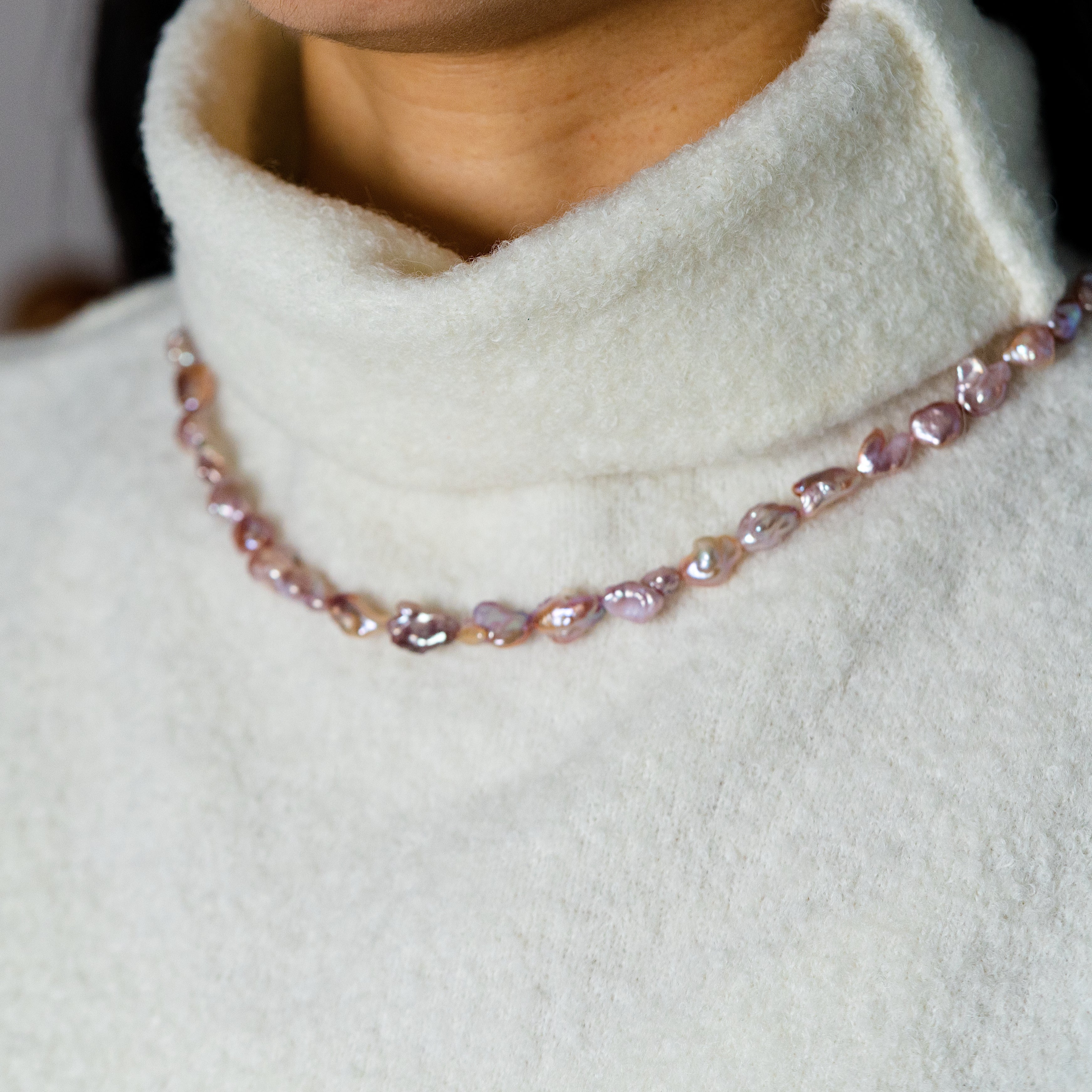 7-10mm Purple Keshi Fresh Water Pearl Necklace